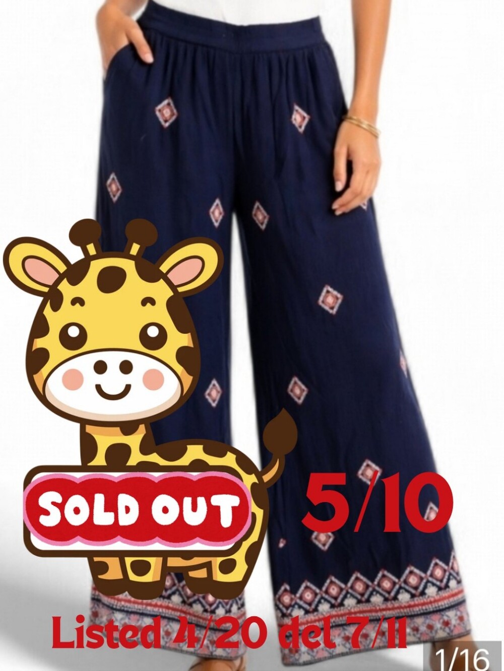 🚫SOLD🚫 Sundance Navy Blue Embroidered Small Wide Leg Boho Pants Elastic Waist